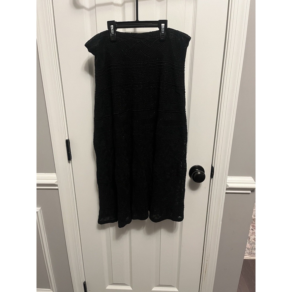 Polo Ralph Lauren Cotton Black Gilter Skirt Elastic Waist Size Large. Night Out